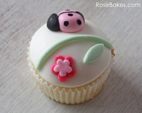 Pink Ladybug Cake and Cupcakes
