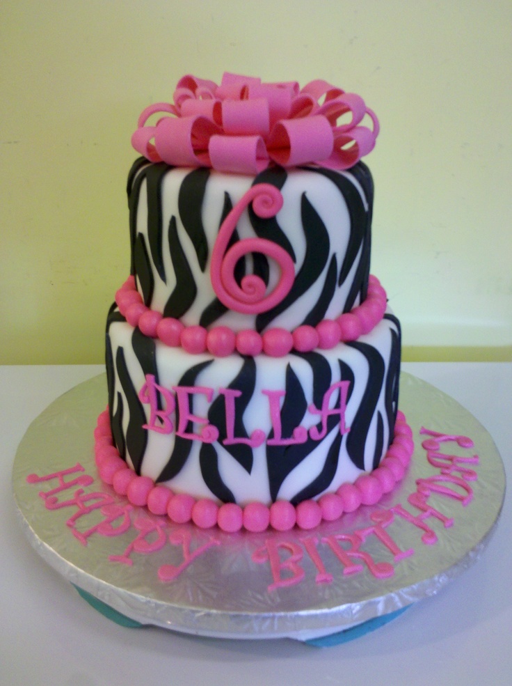 Pink Zebra Print Birthday Cake