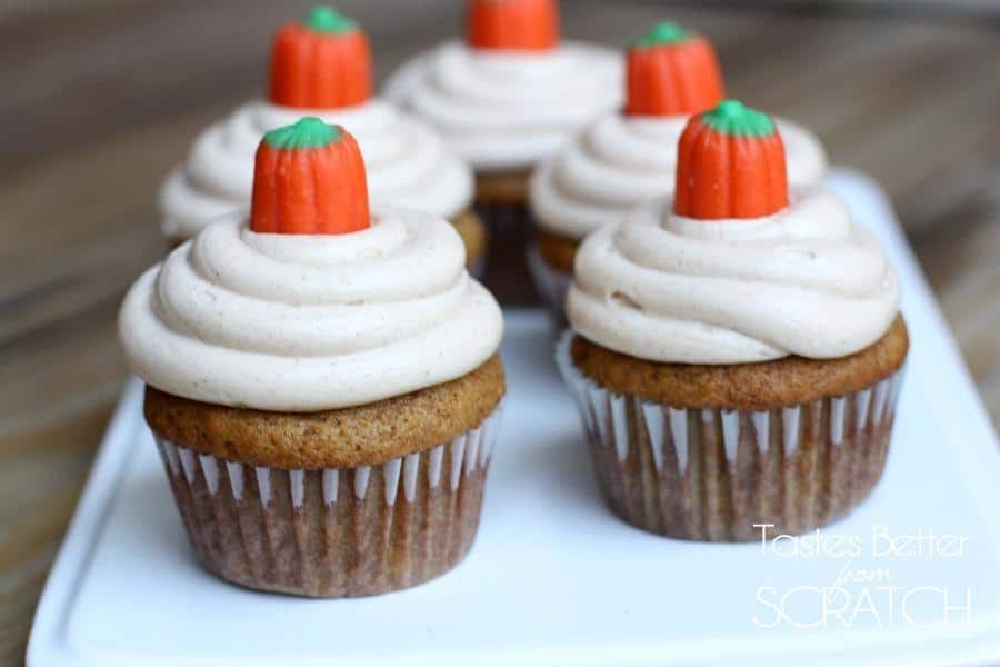 Pumpkin Cinnamon Cupcakes with Cream Cheese Frosting