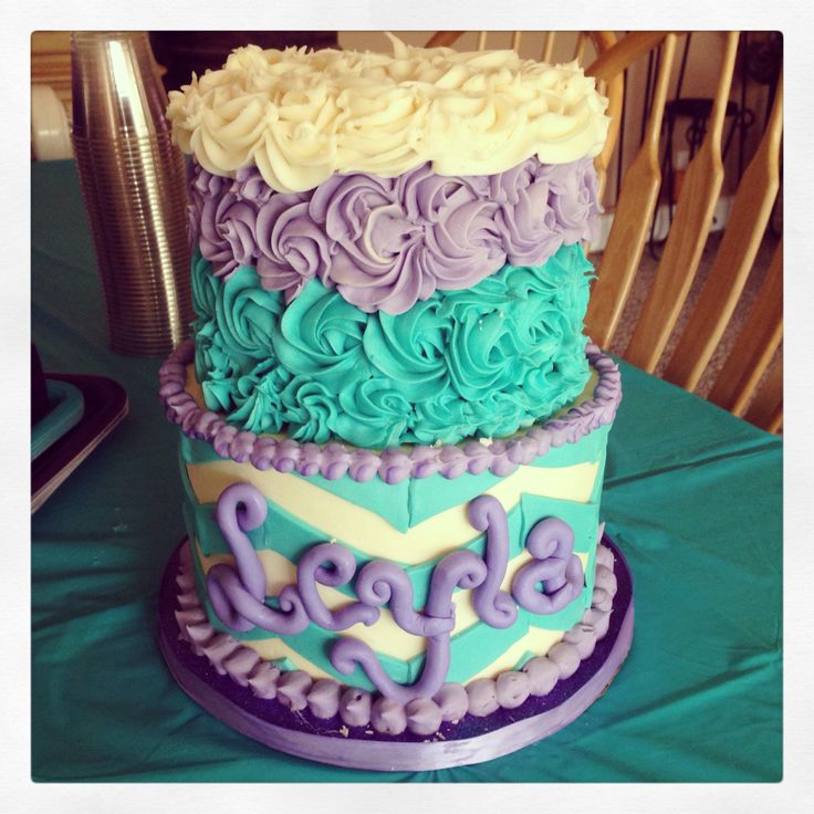 Purple and Teal Baby Shower Cake