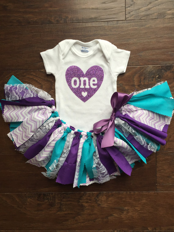 Purple and Teal First Birthday Outfit