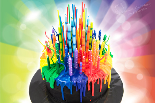 Rainbow Birthday Cake with Candles Melting