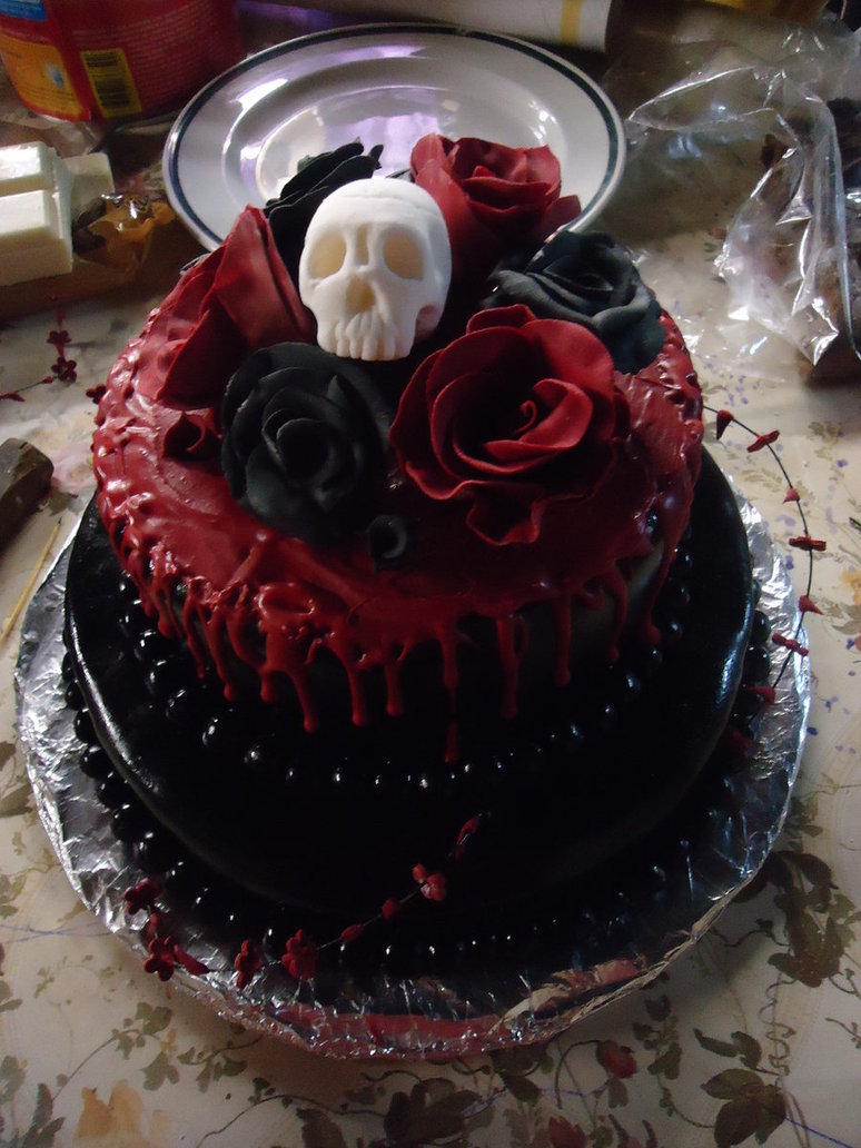 Red and Black Skull Cake