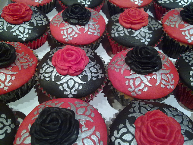 Red Black and Silver Cupcakes