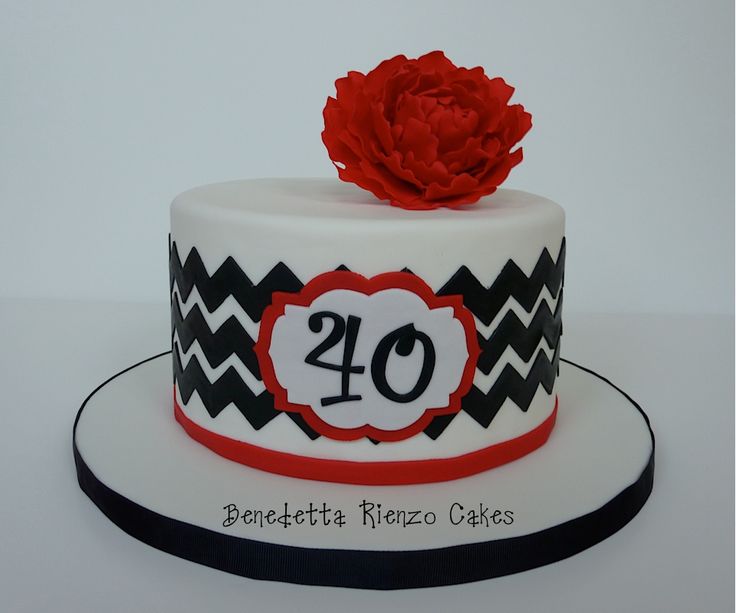 Red White and Black Birthday Cake