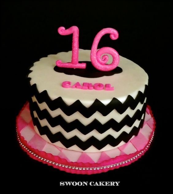 Sweet 16 Chevron Birthday Cake