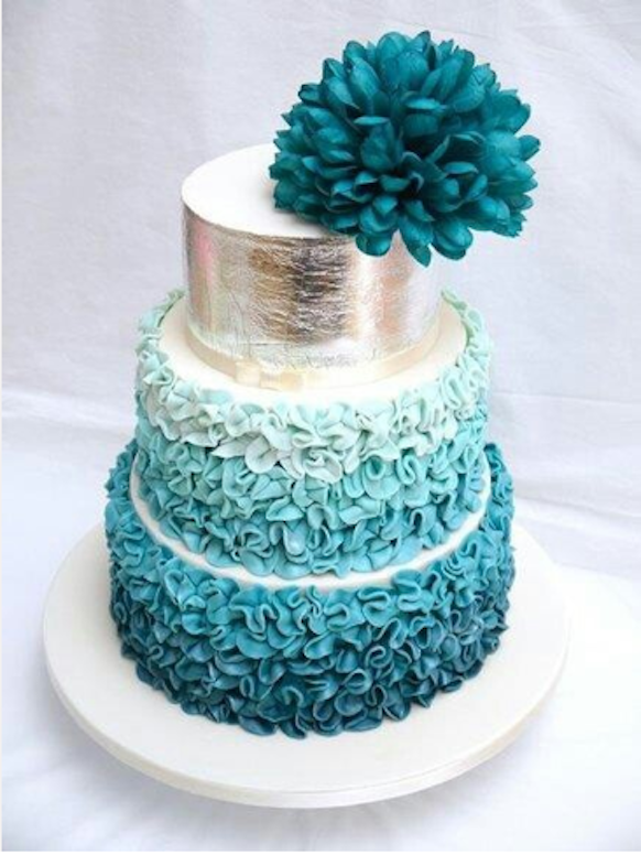 Teal and Silver Wedding Cake