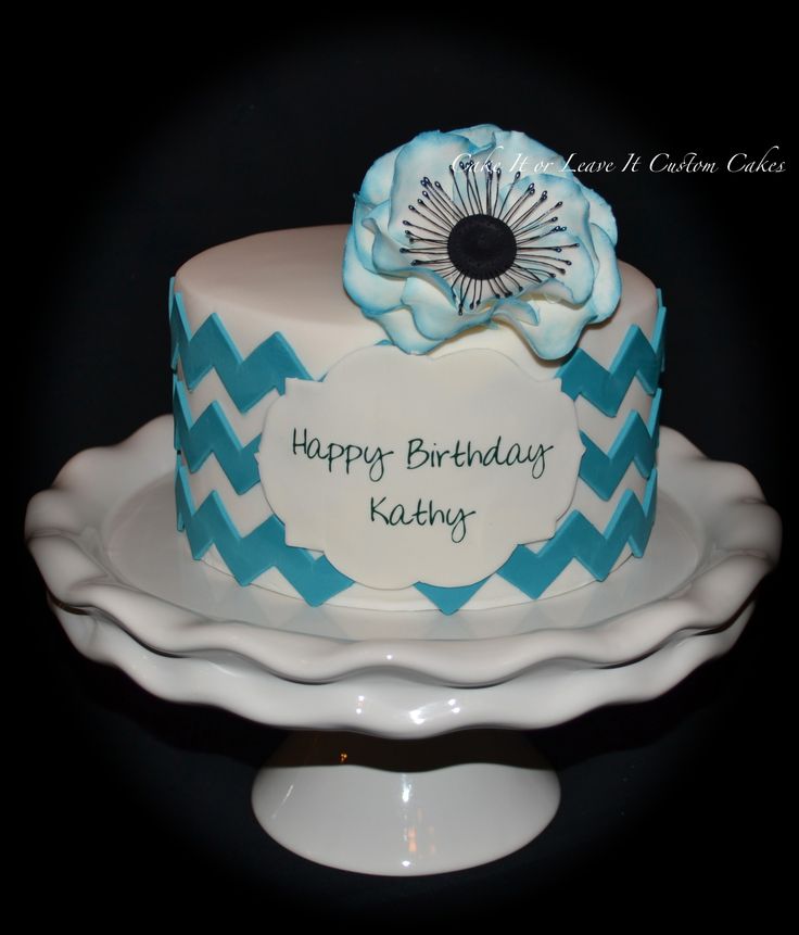 Teal Chevron Birthday Cake