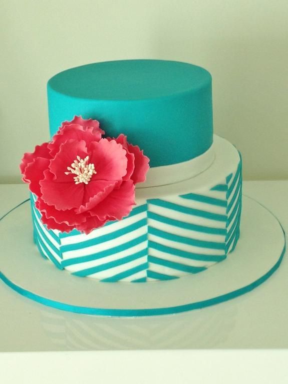 Teal Chevron Cake