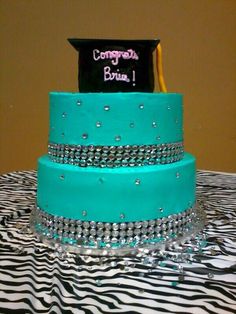 Tiffany Blue Graduation Cake