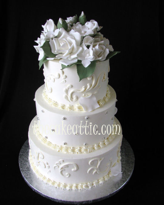 Wedding Cake with Scroll Work Wedding Cake with Scroll Work