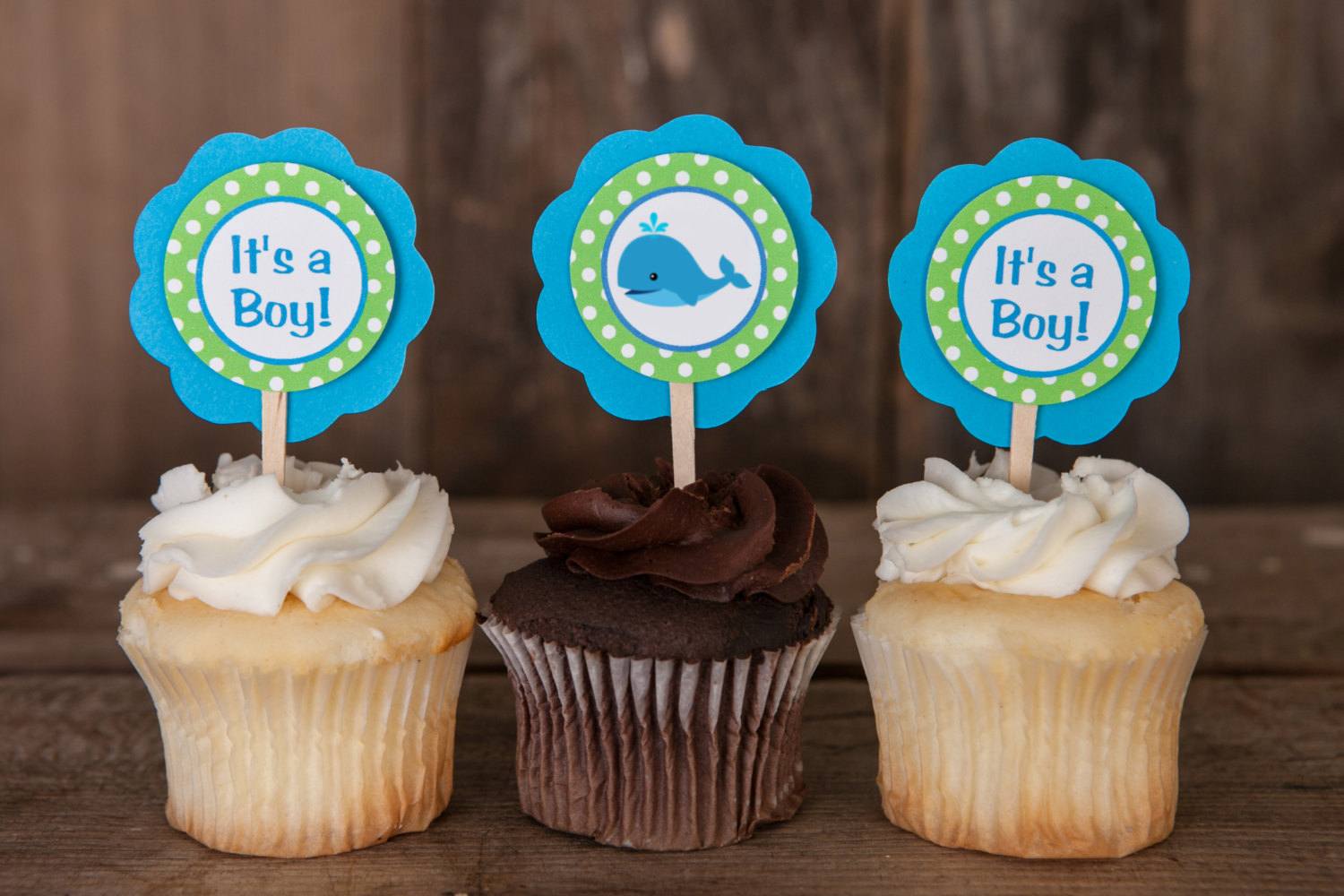 Whale Themed Baby Shower Cupcakes