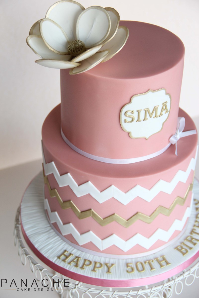 White and Gold 50th Birthday Cake White and Gold 50th Birthday Cake
