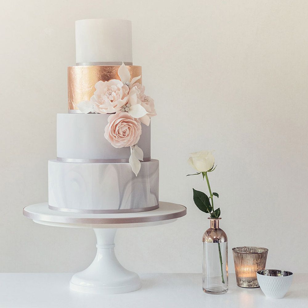 White and Gold Wedding Cake