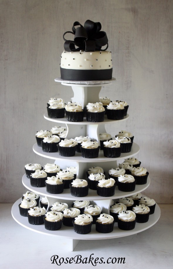 White Wedding Cake Cupcake Tower