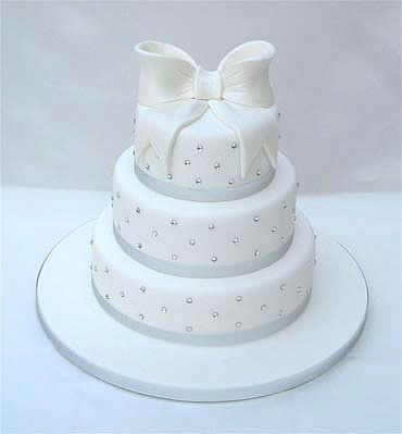 White Wedding Cake with Bow