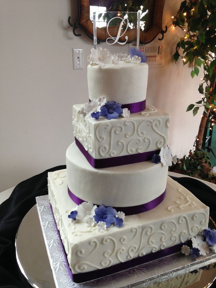4 Tier Round Wedding Cake Purple