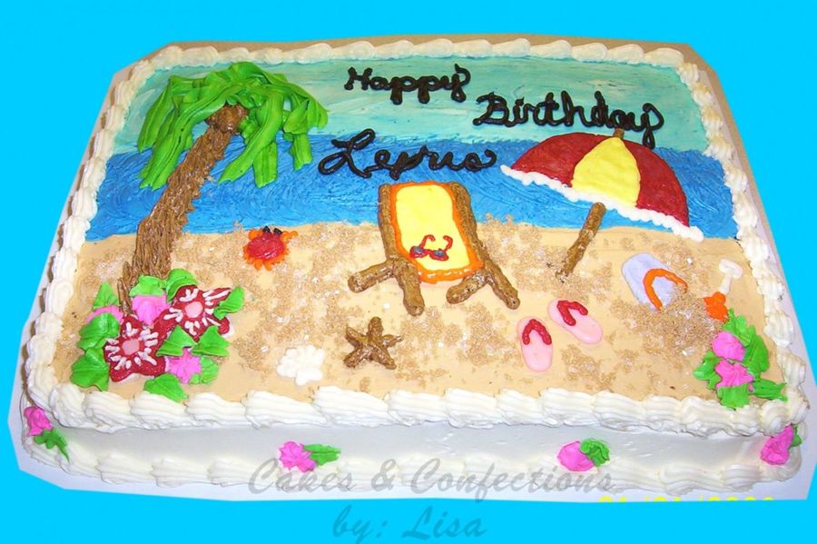 Beach Scene Sheet Cake