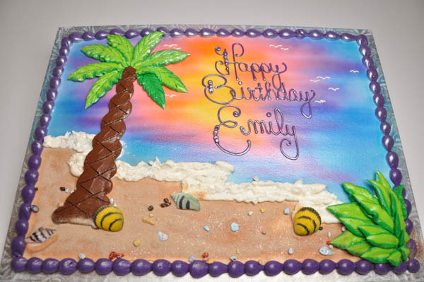 Beach Themed Sheet Birthday Cakes
