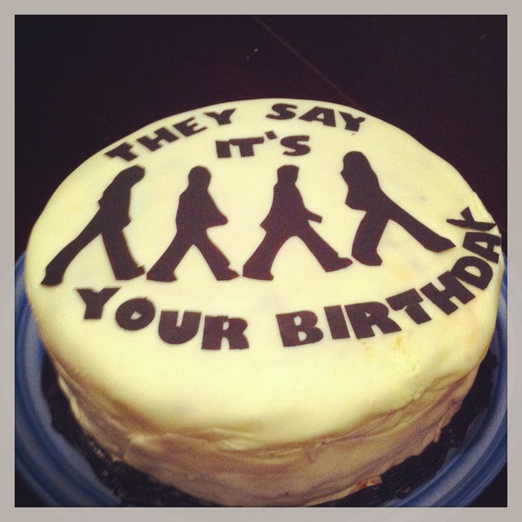 Beatles Black and White Birthday Cake