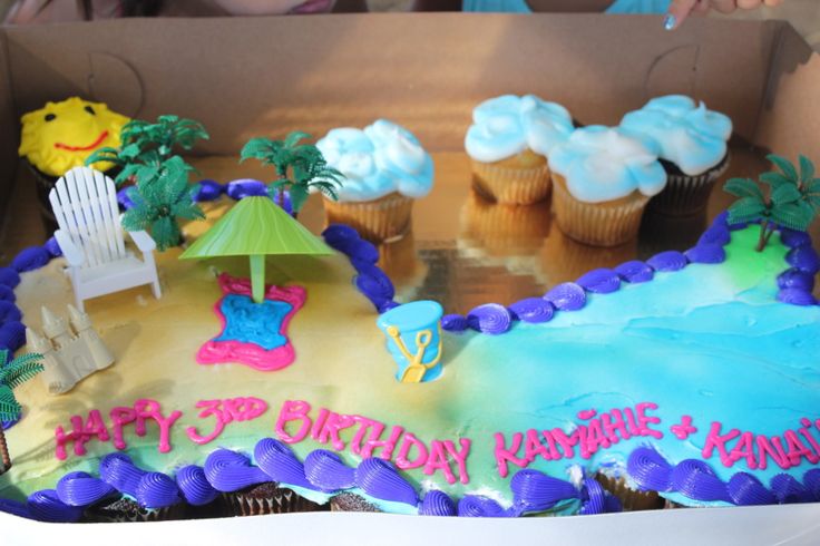 Birthday Sheet Cake Beach Scene