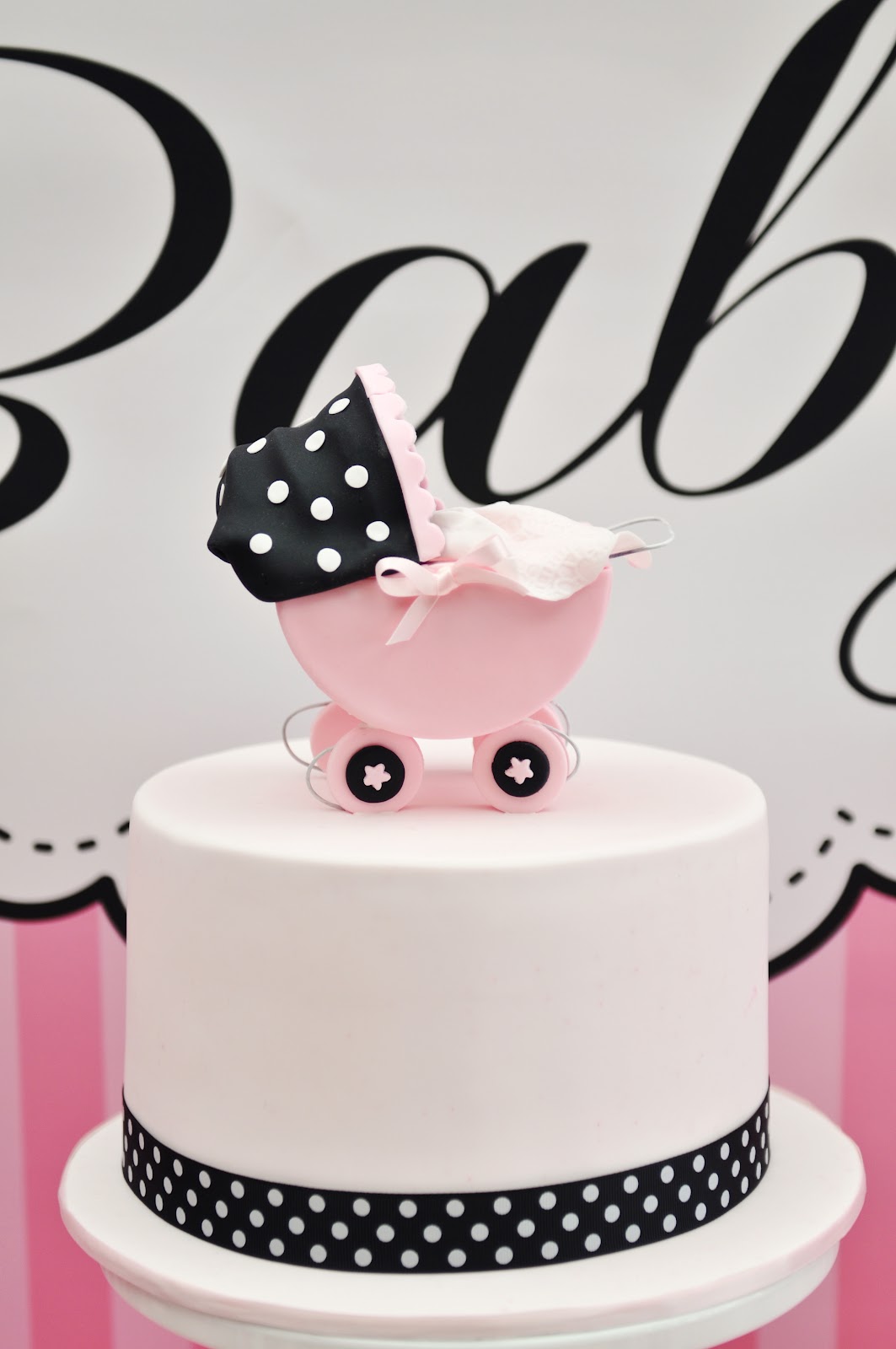 Black and Pink Baby Shower Cake