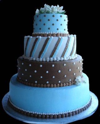 Blue and Brown Wedding Cake