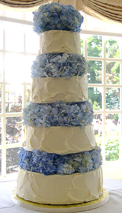 Blue Hydrangea Wedding Cake