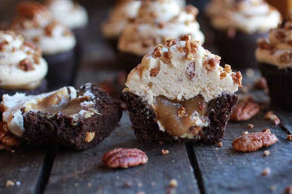 Bourbon Chocolate Pecan Cupcakes