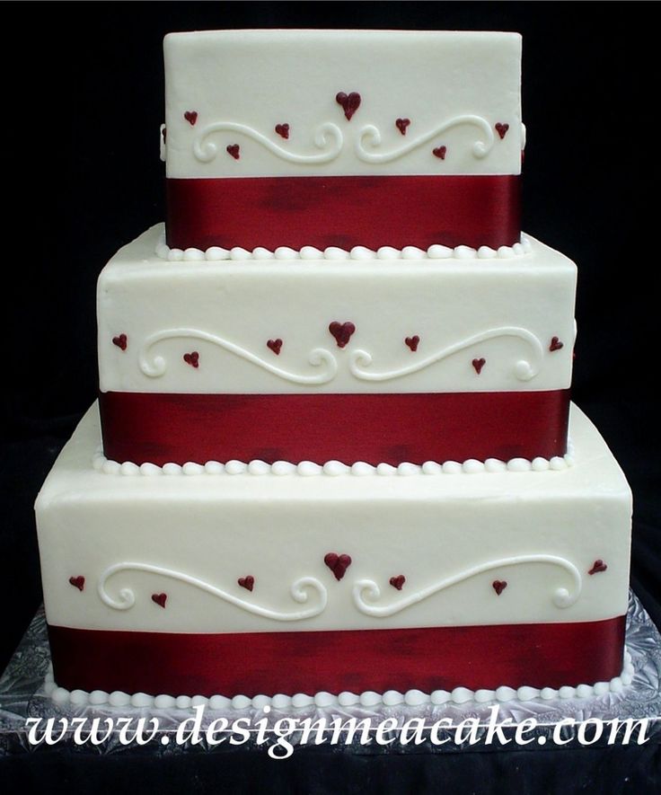 Burgundy Square Wedding Cakes