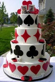 Card Red and White Wedding Cakes