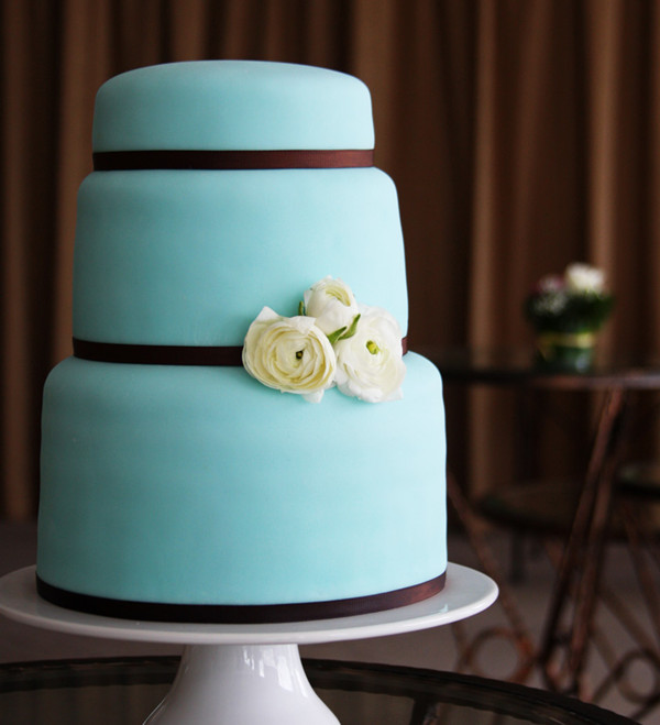 Chocolate Brown and Tiffany Blue Wedding Cakes