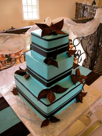 Chocolate Brown and Tiffany Blue Wedding Cakes