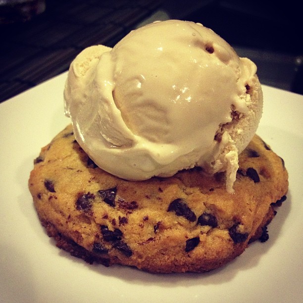 Chocolate Chip Cookie with Ice Cream On Top