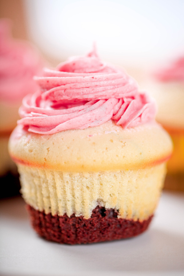 Chocolate Cupcakes with Strawberry Buttercream Frosting