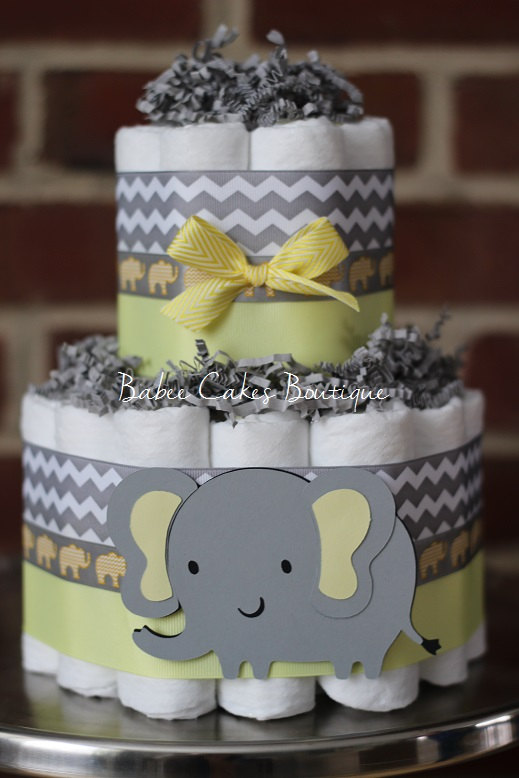 Elephant Baby Shower Diaper Cake Centerpiece