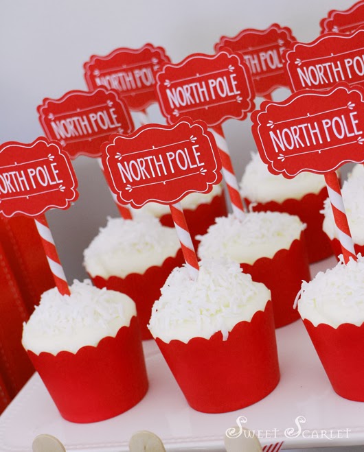 Free Printable North Pole Cupcake Signs