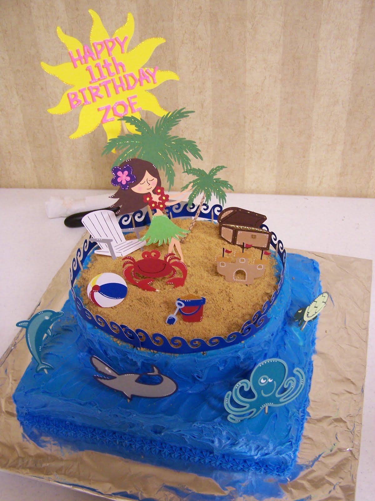 Happy Birthday Beach Scene Cake