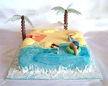 Happy Birthday Beach Scene Cake