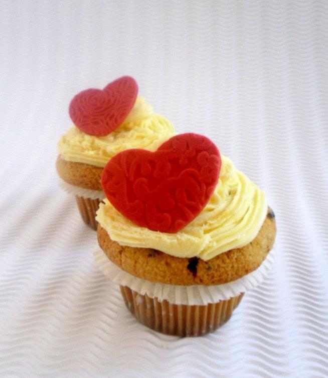 Heart Fondant Cupcake Toppers Edible