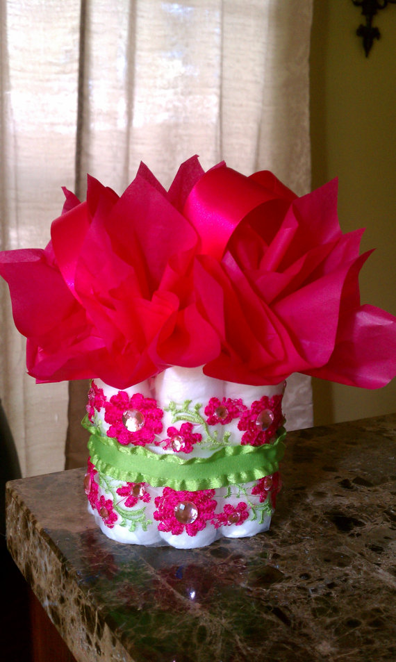 Hot Pink and Lime Green Baby Shower Cake