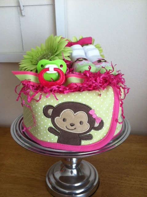 Hot Pink and Lime Green Baby Shower Cake