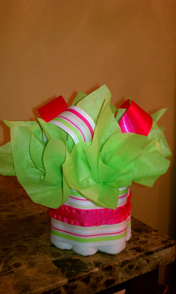 Hot Pink and Lime Green Baby Shower Cake