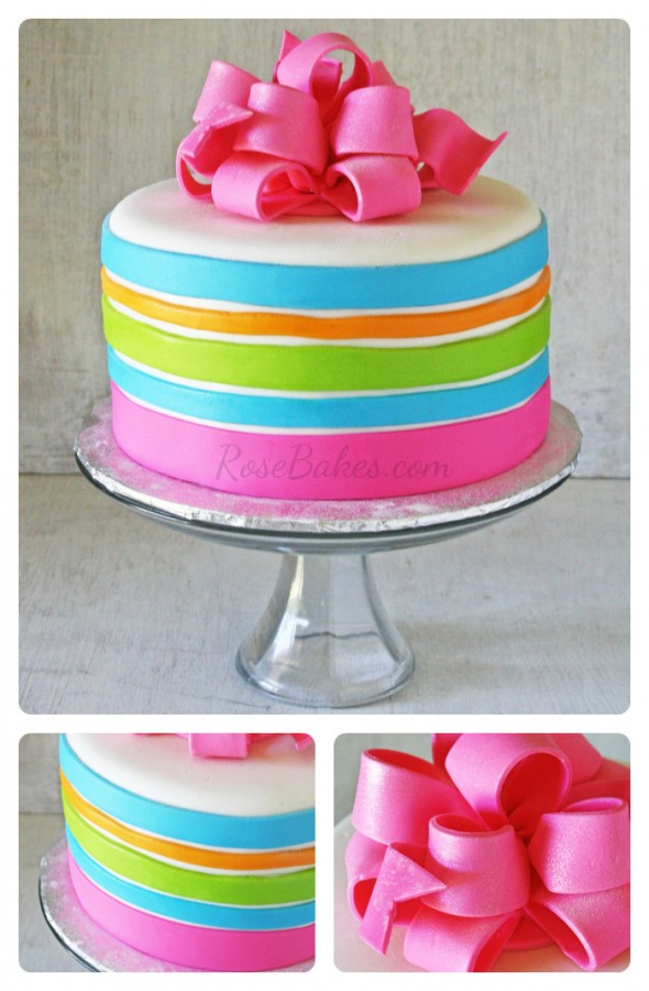 Hot Pink Bow Birthday Cake