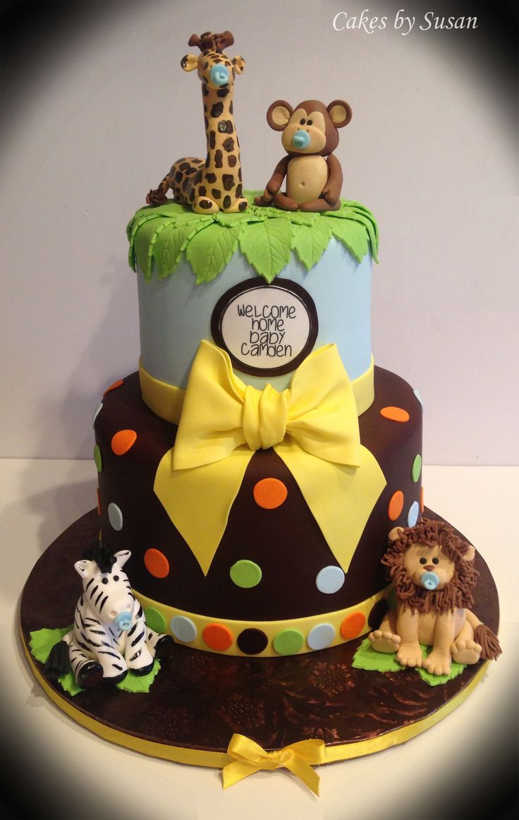 Jungle Animals Baby Shower Cake Jungle Animals Baby Shower Cake