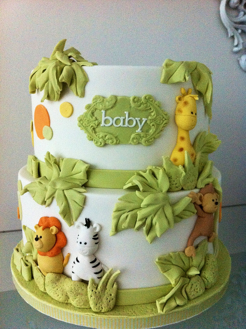 Jungle Animals Baby Shower Cake Jungle Animals Baby Shower Cake