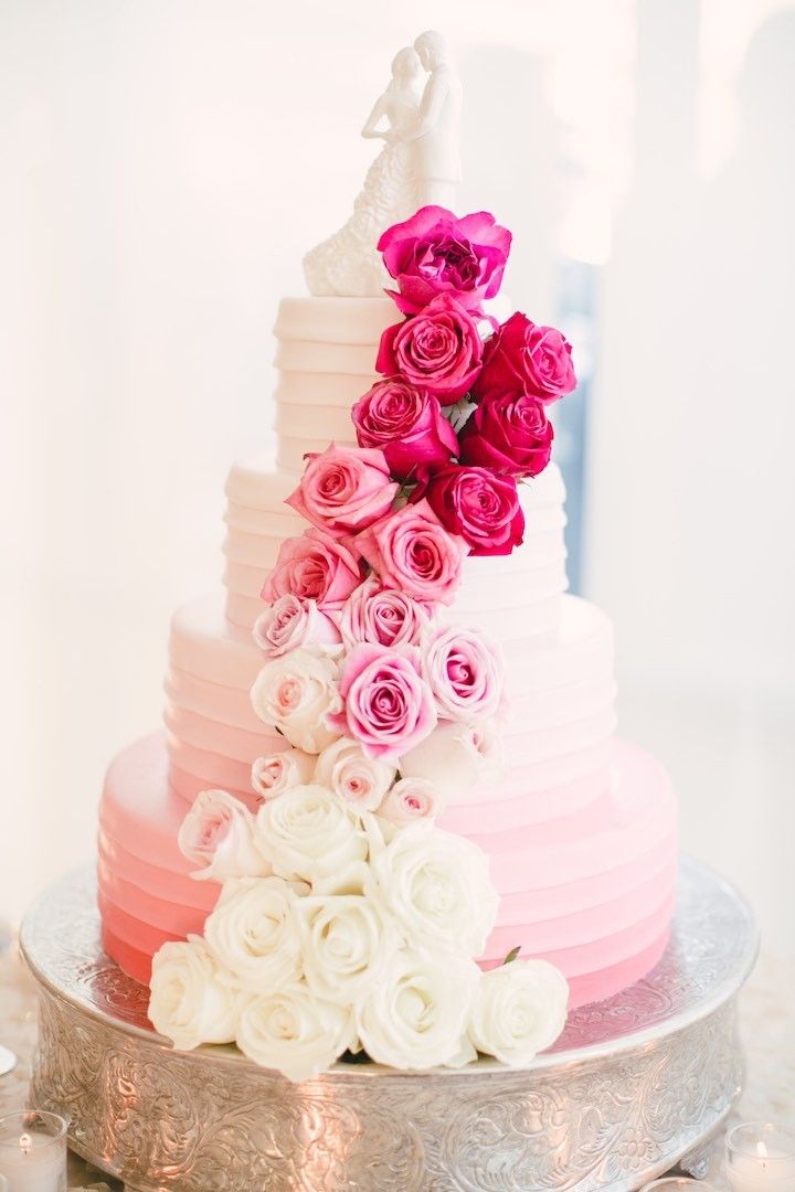Light Pink and White Wedding Cake