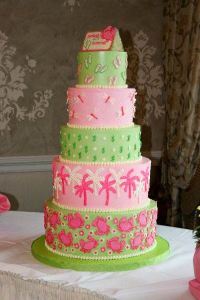 Lilly Pulitzer Pink and Green Cake