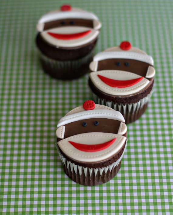 Mini Sock Monkey Cupcake Cake