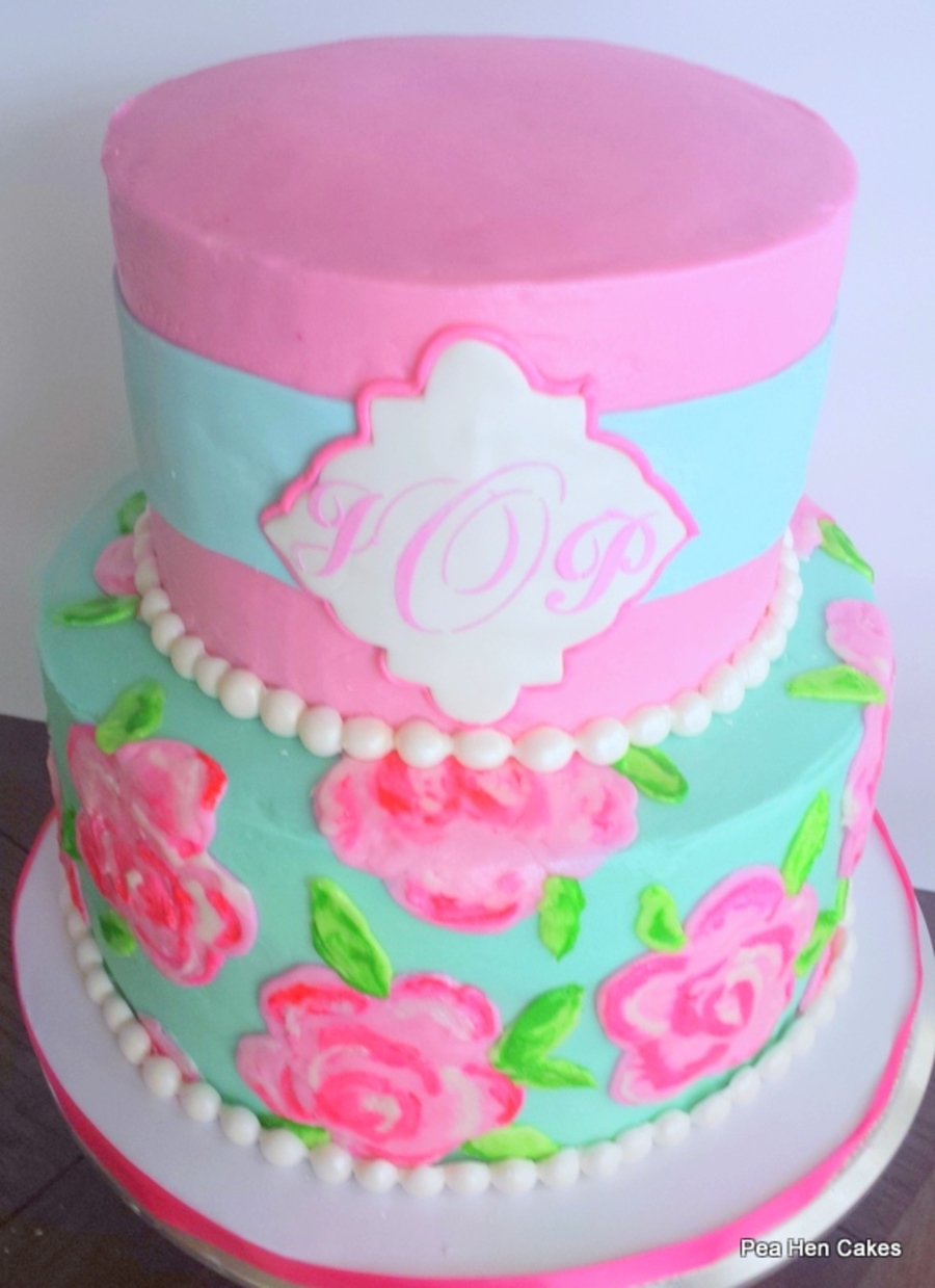 Monogram Bridal Shower Cake